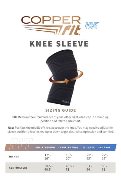 Ice Knee Compression Sleeve size guide