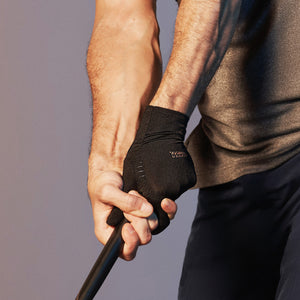 Full-finger compression glove that uses Smart Touch-Screen Technology so you can use your devices without removing your gloves.