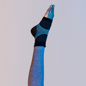 Menthol Infused compression sleeve around ankle for support and all-day comfort.