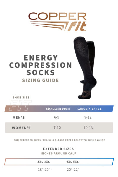 Energy Compression Socks size guide