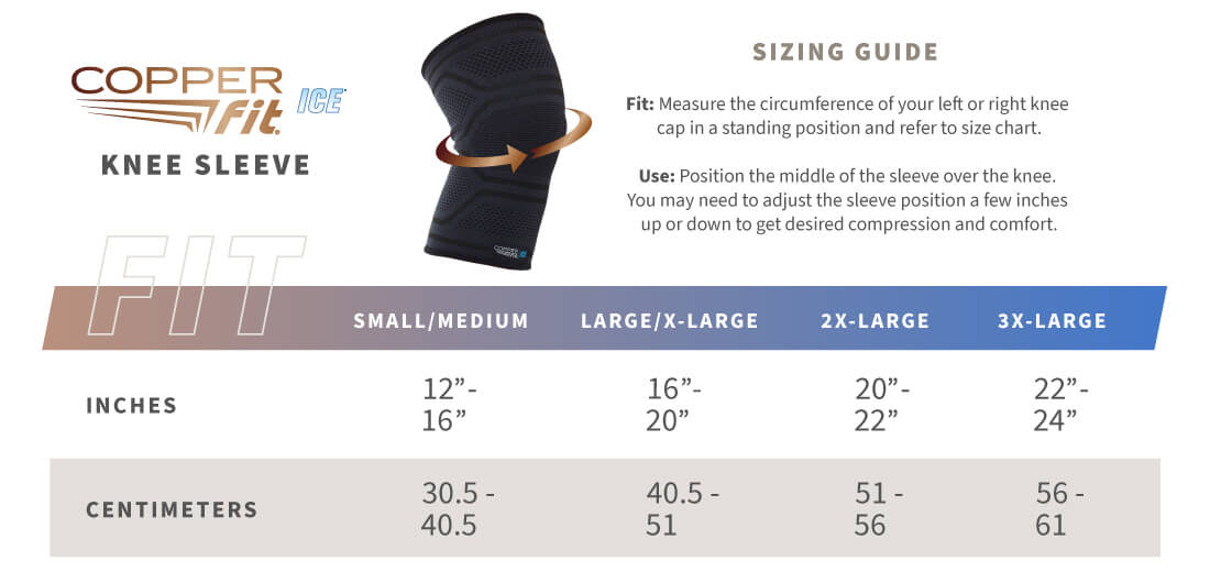 Ice Knee Compression Sleeve size guide
