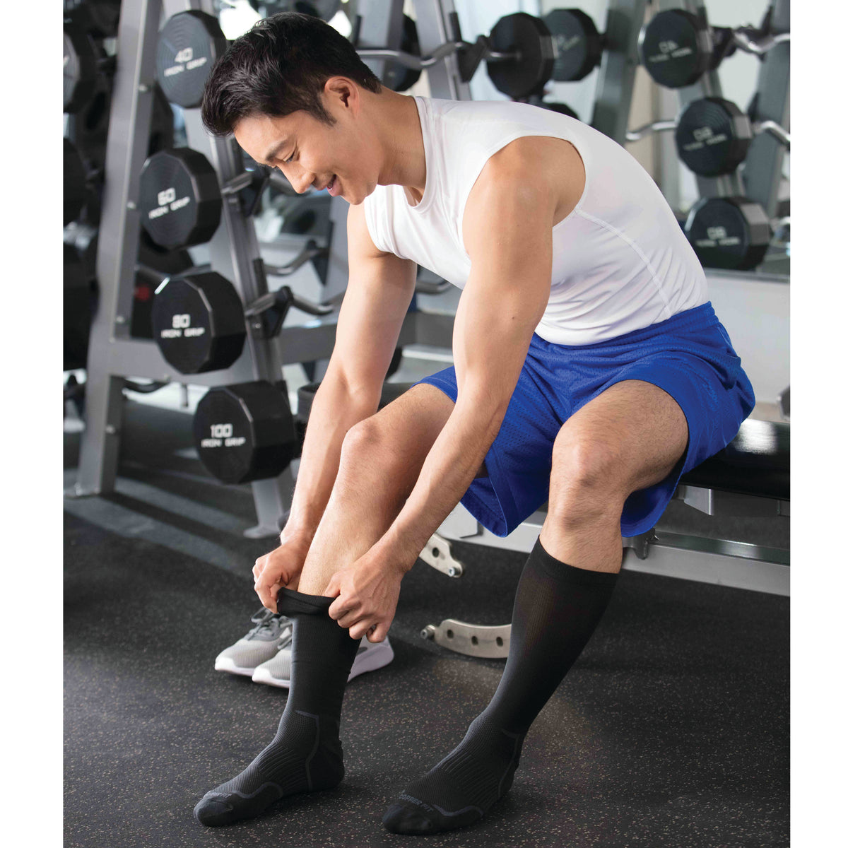Copper Fit Work Gear Knee-High Compression Socks, Easy-on/Easy-off  Technology, Black, L/XL